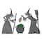 Glitzhome® Set of 3 Lighted Halloween 2.5D Witches with Cauldron Outdoor Decor